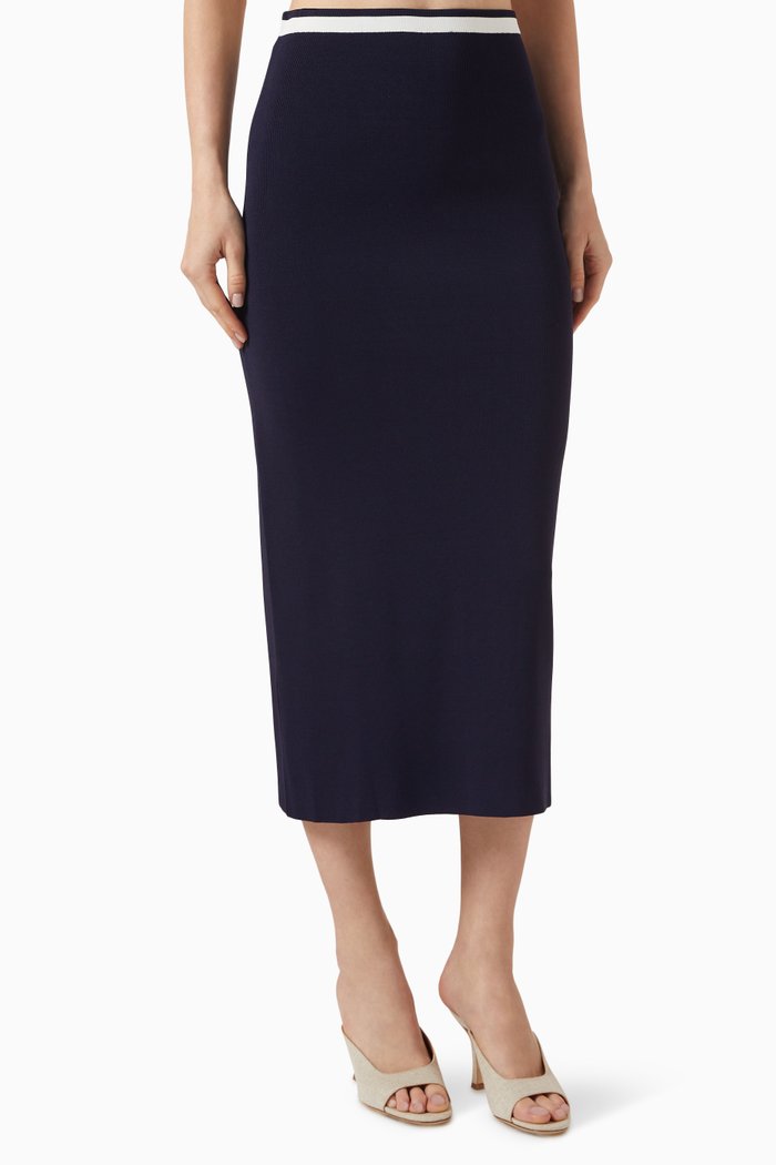 

Katrina Midi Skirt in Compact-knit, Blue