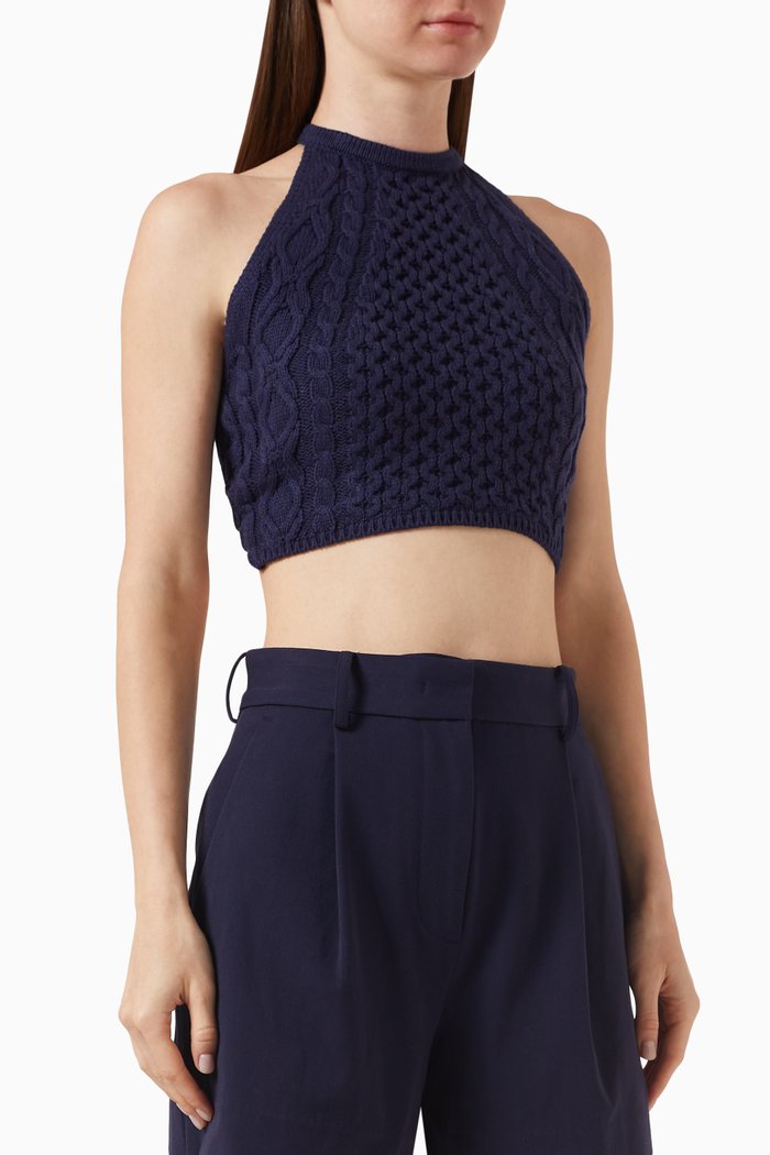 

Lori Crop Top in Cotton-knit, Blue