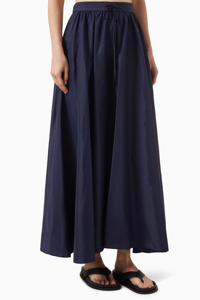 

Eden Drawstring Maxi Skirt in Tissue-nylon, Blue