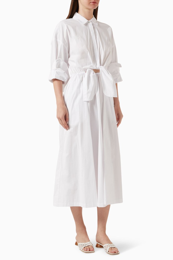 

Lisa Shirt Midi Dress in Cotton-poplin, White