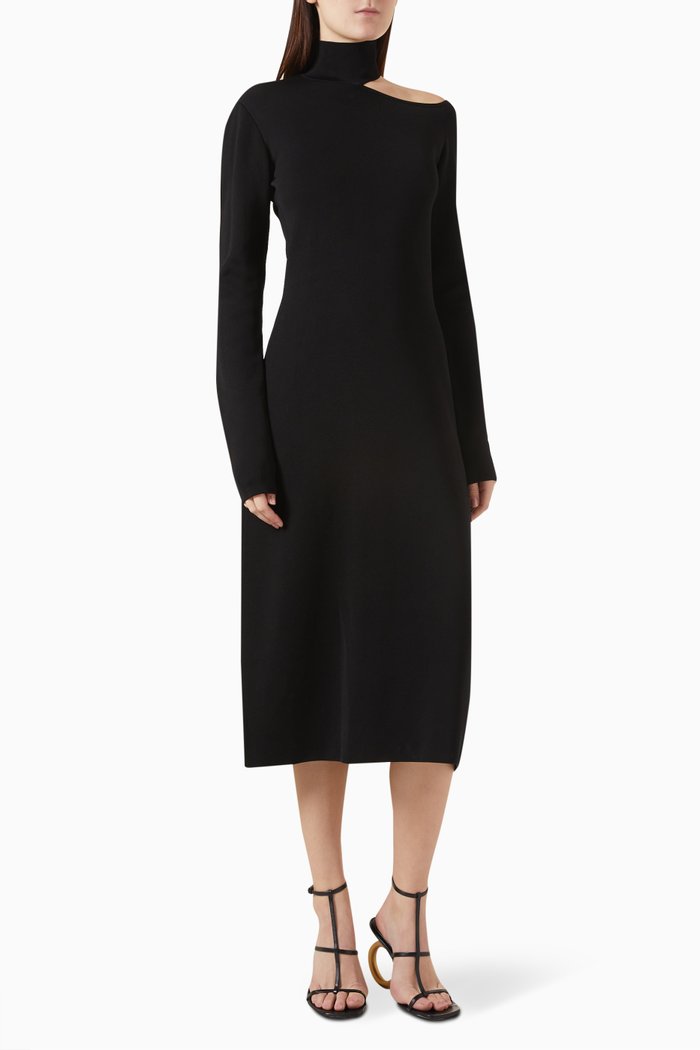 

Cut-out Midi Dress in Viscose, Black