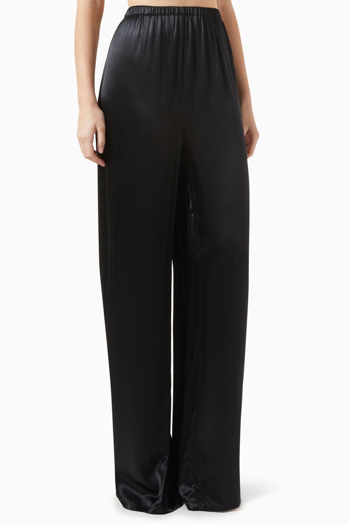 

Wide-leg Pants in Satin, Black