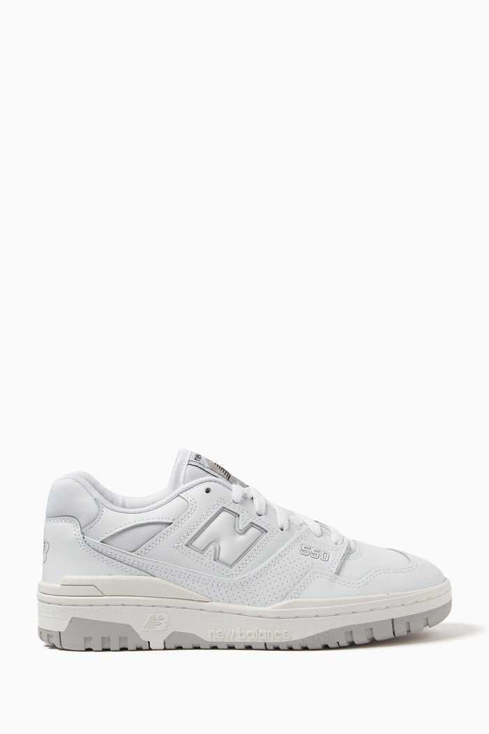 

Unisex BB550 Low-top Sneakers in Leather & Mesh, White