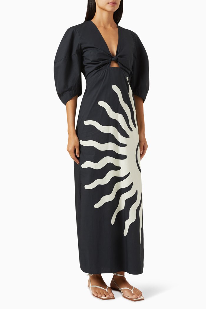 

Gaia Maxi Dress in Cotton, Black