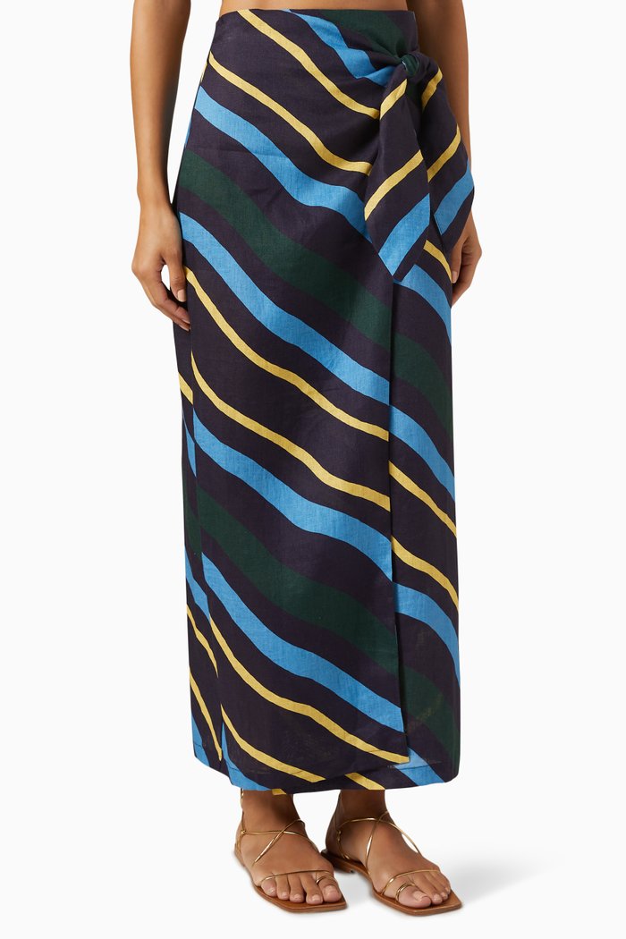 

Orito Wrap Skirt in Linen, Multicolour