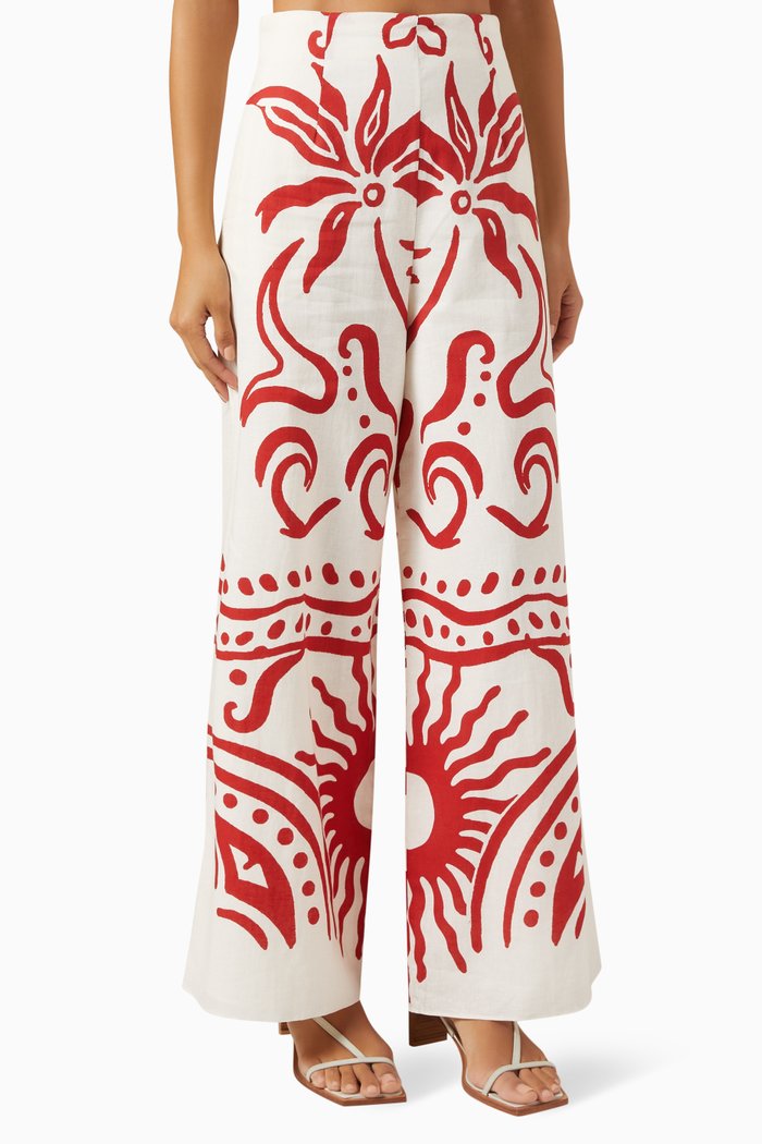 

Toya Culotte Pants in Cotton & Linen, Multicolour