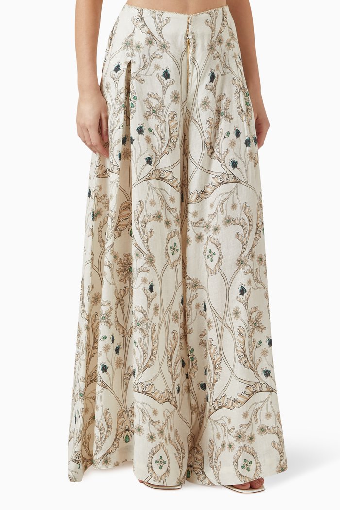 

Marea Alhaja Wide-leg Pants in Linen, Neutral