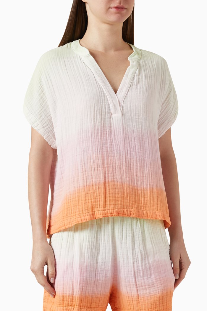 Lenny Gauze Top in Cotton, Orange
