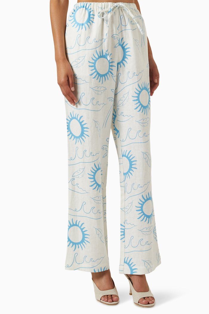 

Sail Printed Pants in Linen, White