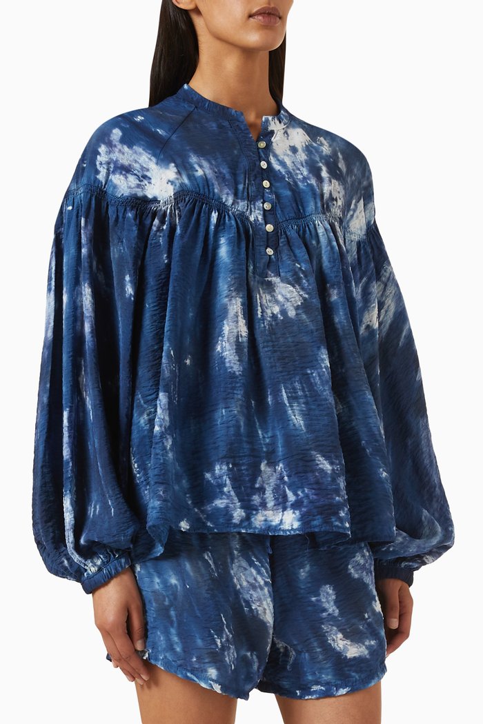 

Sasha Printed Top in Rayon Blend, Blue