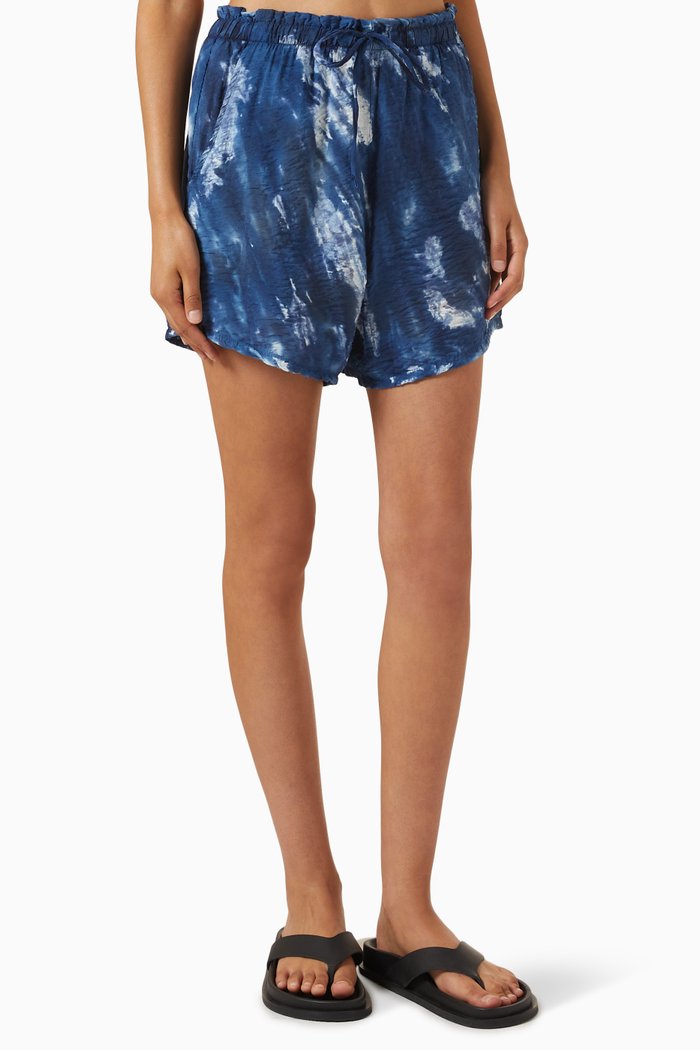 

Rylee Printed Shorts in Rayon Blend, Blue
