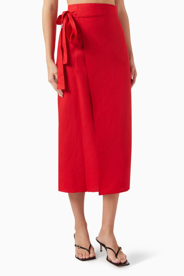 

Knot Wrap Skirt, Red