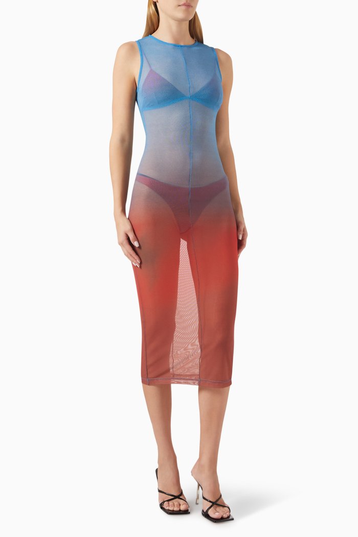 

Taiane Midi Dress in Mesh, Multicolour