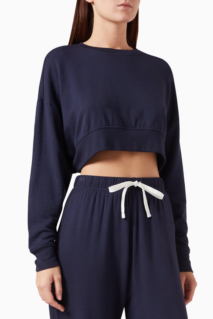 

Noah Crop Sweatshirt in Fleece, Blue