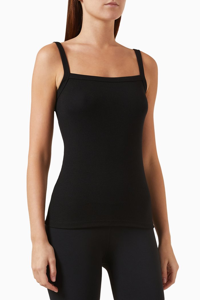 

Romy Ribbed Tank Top in Modal, Black