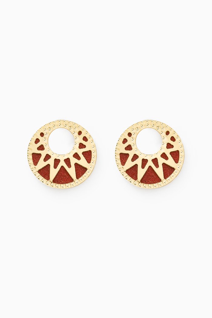 

Amelia Maasai Stud Earrings in 18kt Gold, Red