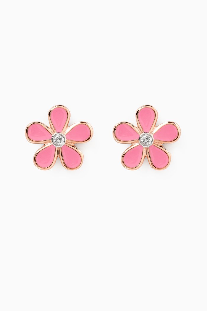 Ara Bambi Diamond Flower Earrings in 18kt Rose Gold