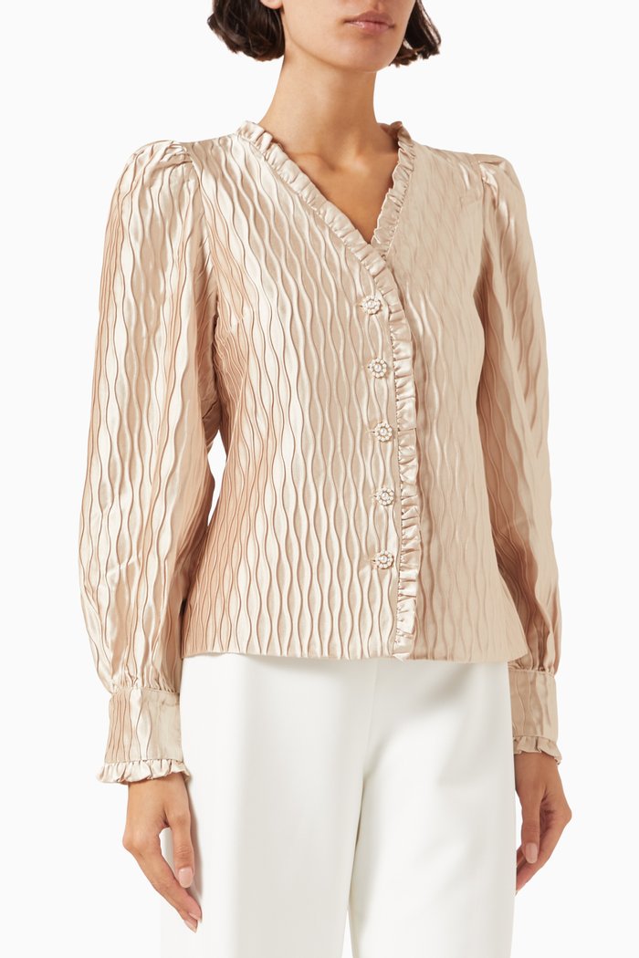 

Yasripple Textured Shirt in Satin, Neutral