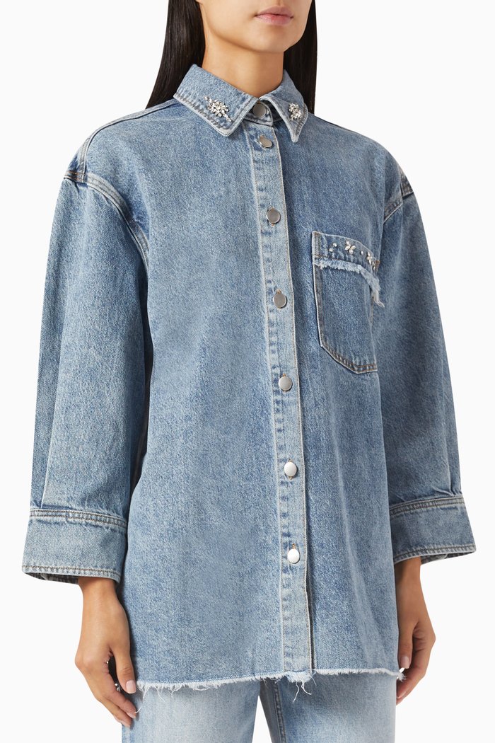 

Yasdaisy Crystal-embellished Shacket in Denim, Blue