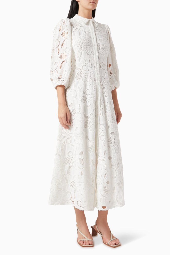 

Yashongi Midi Dress in Cotton, Neutral