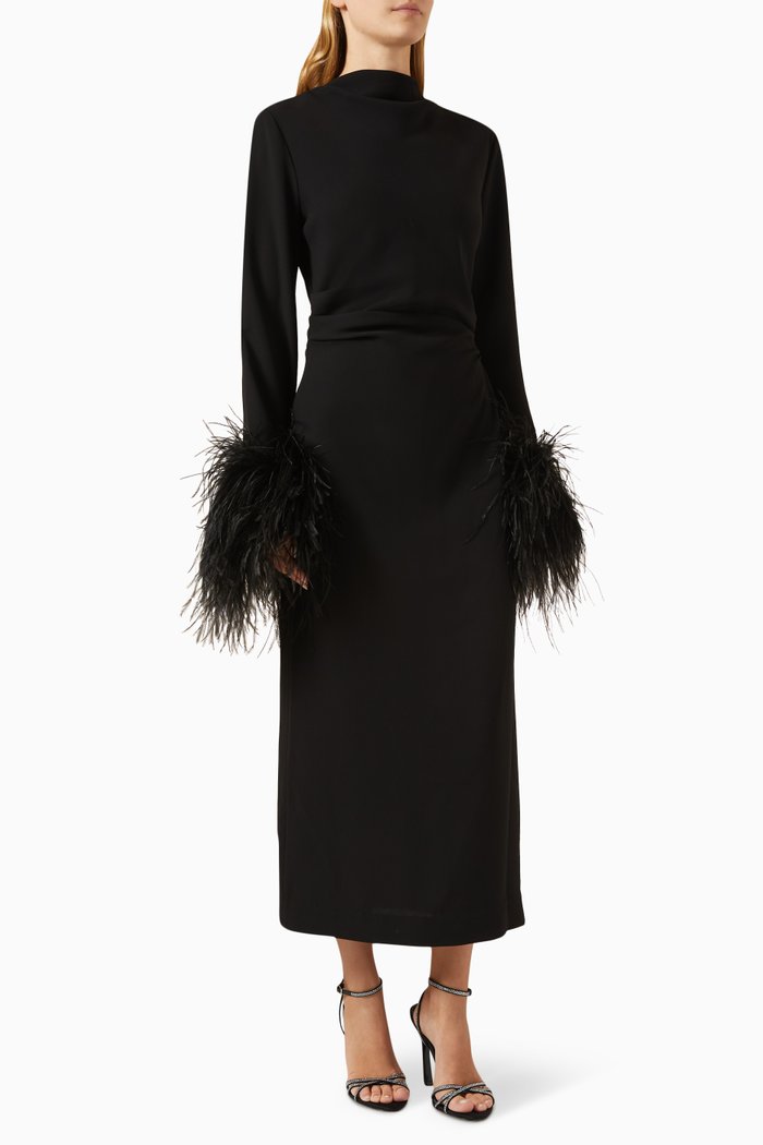 Reina Midi Dress in Stretch-crepe, Black