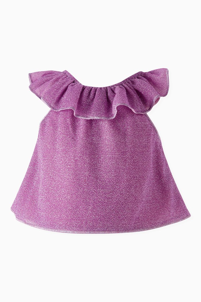 

Osemini Lumiere Ruffle Top in Glitter Nylon, Purple