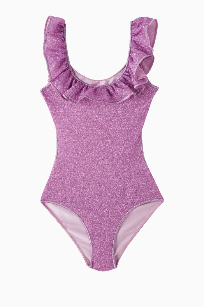 

Osemini Lumiere Open-back Maillot in Glitter Nylon, Purple