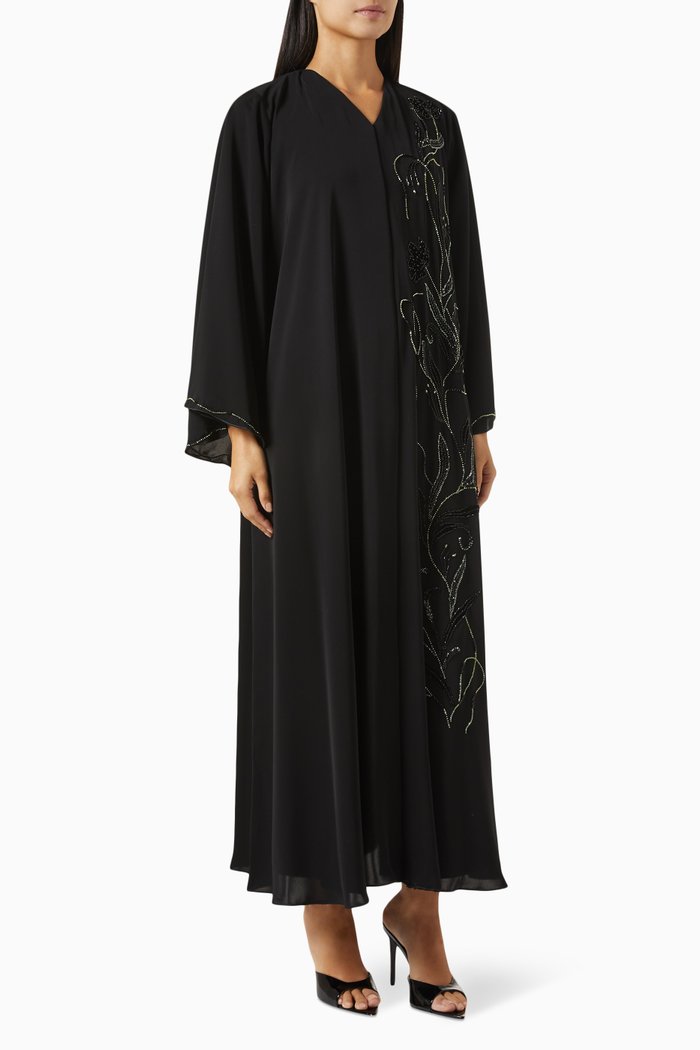 

Bead Embellished Abaya in Nada, Black