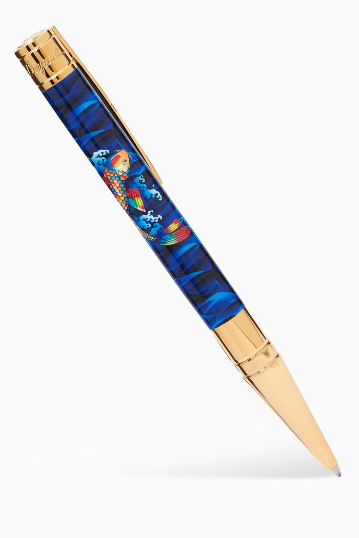 

D-initial Koi Fish Ballpoint Pen in Brass, Blue