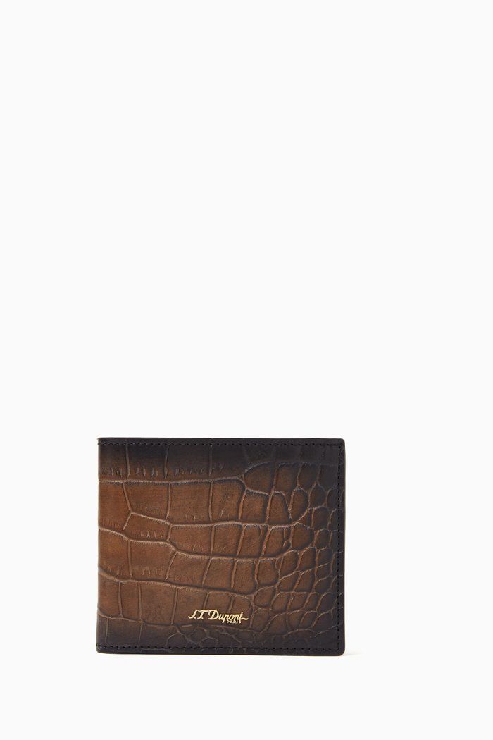 

Billfold Wallet in Alligator-embossed Leather, Brown