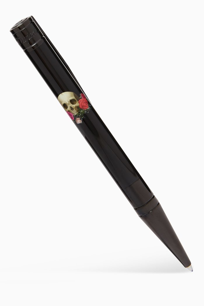 

D-initial Memento Mori Ballpoint Pen in Brass, Black