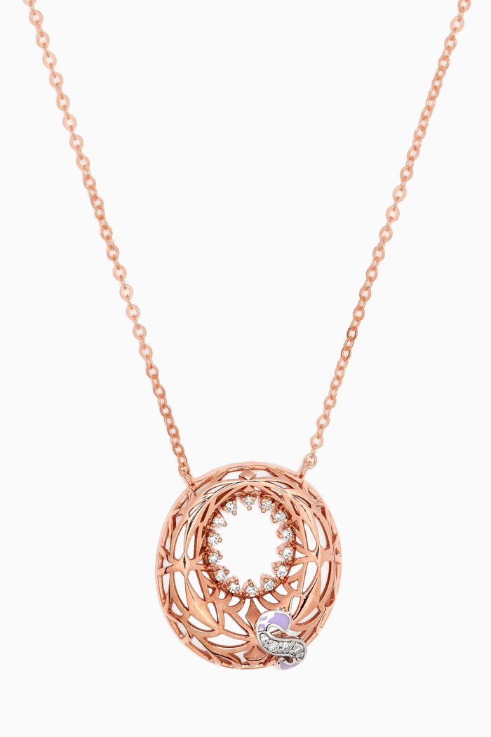 

Retro Diamond & Enamel Letter 'S' Necklace in 18kt Rose Gold
