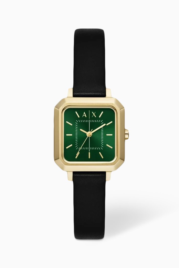 

Leila Quartz Stainless Steel & Leather Watch, 27mm, Black