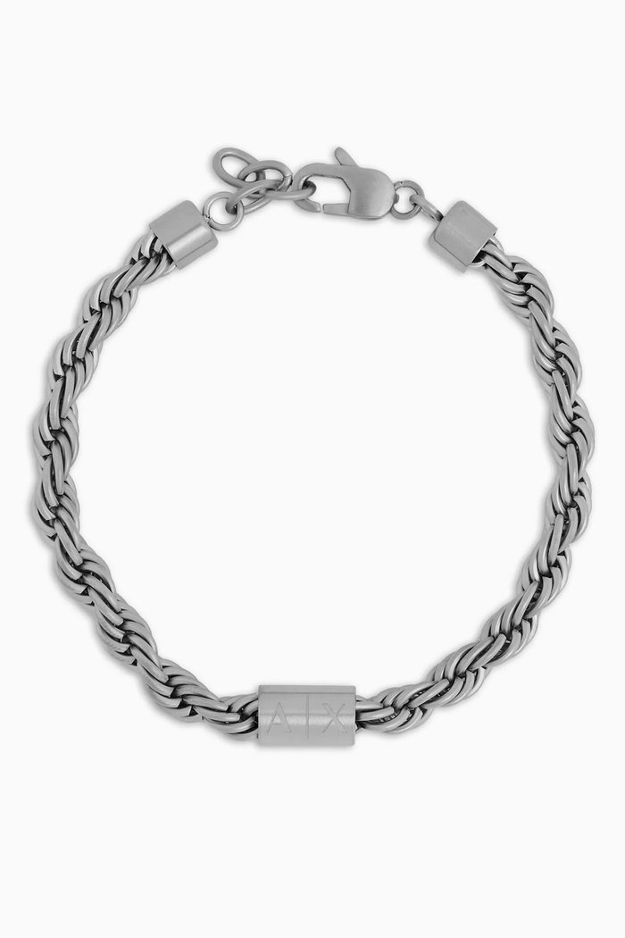 

Logo Twisted Chain Bracelet in Stainless Steel, Silver