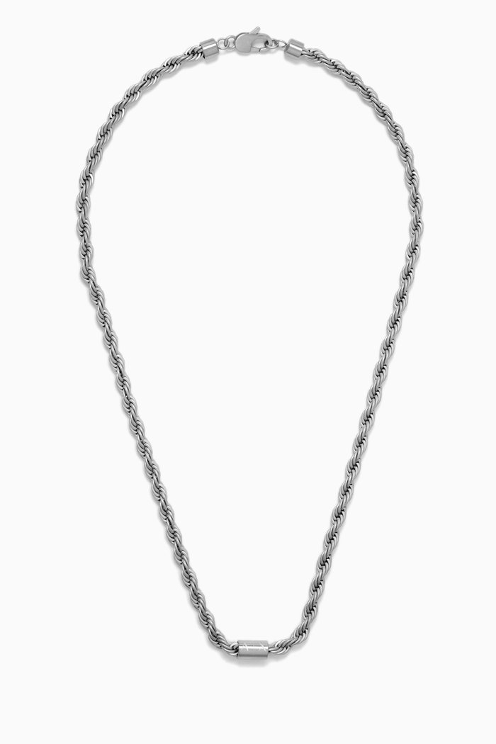

Logo Twisted Chain Necklace in Stainless Steel, Silver