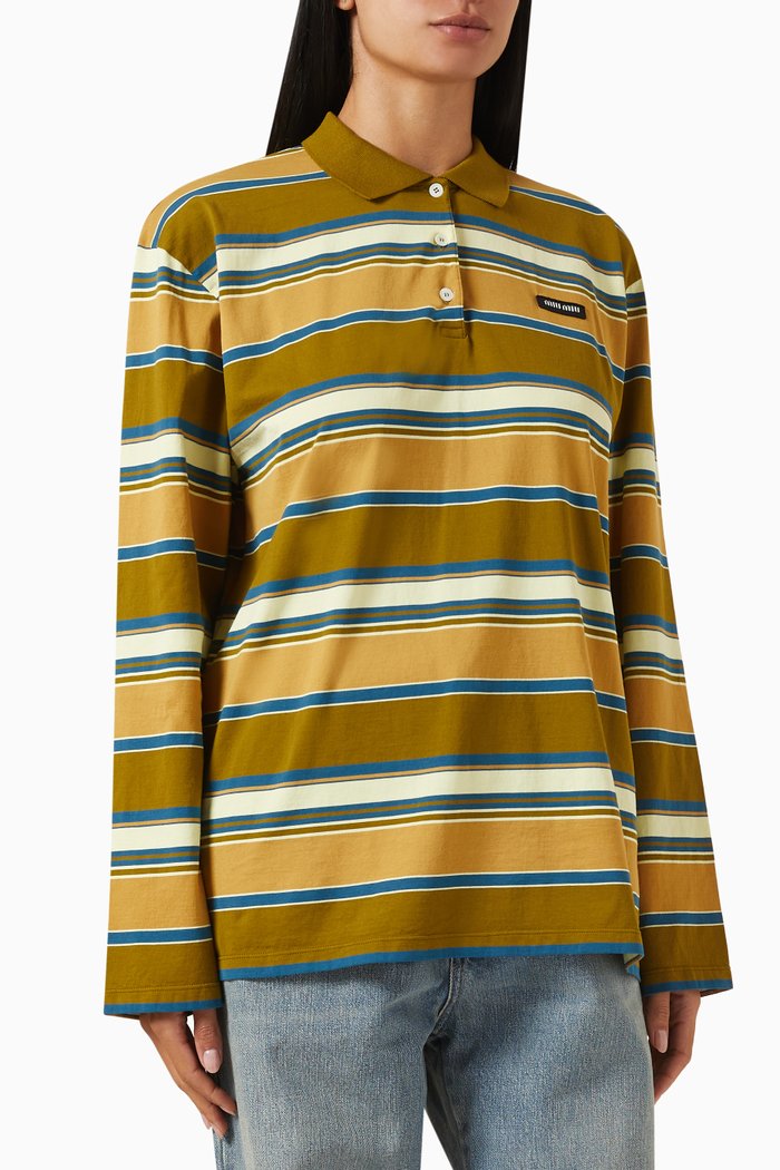 

Stripe Polo Shirt in Jersey, Multicolour