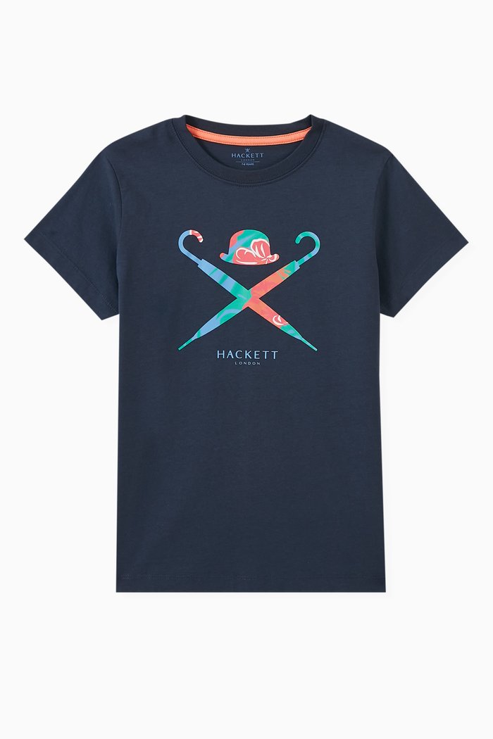 

Tropical Logo Print T-shirt in Cotton, Blue