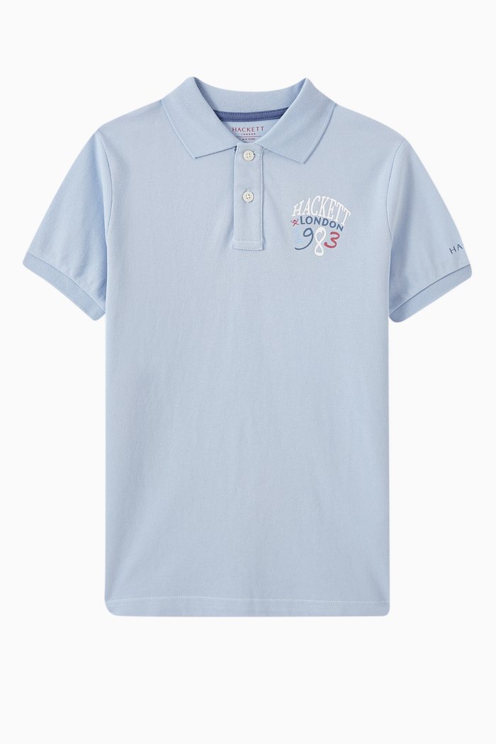 

1983 Print Polo Shirt in Cotton, Blue