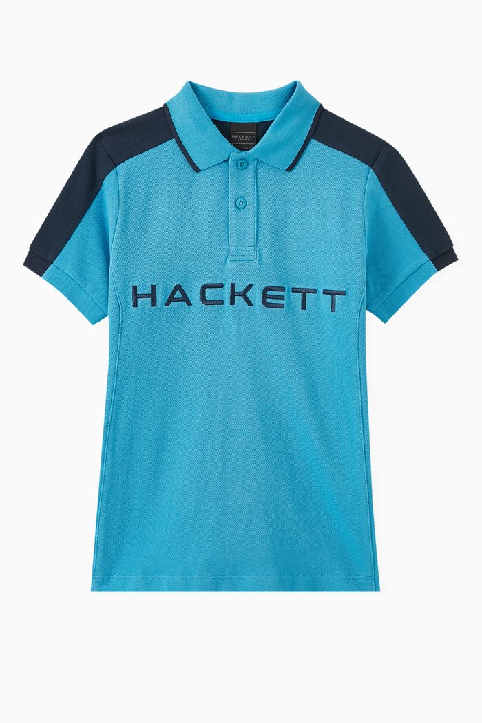 

Logo Embroidered Polo Shirt in Cotton, Blue