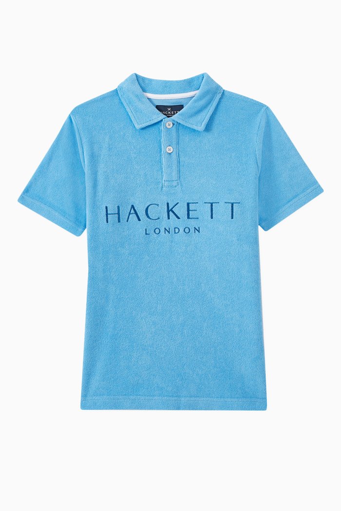 

Logo Embroidered Polo Shirt in Cotton, Blue