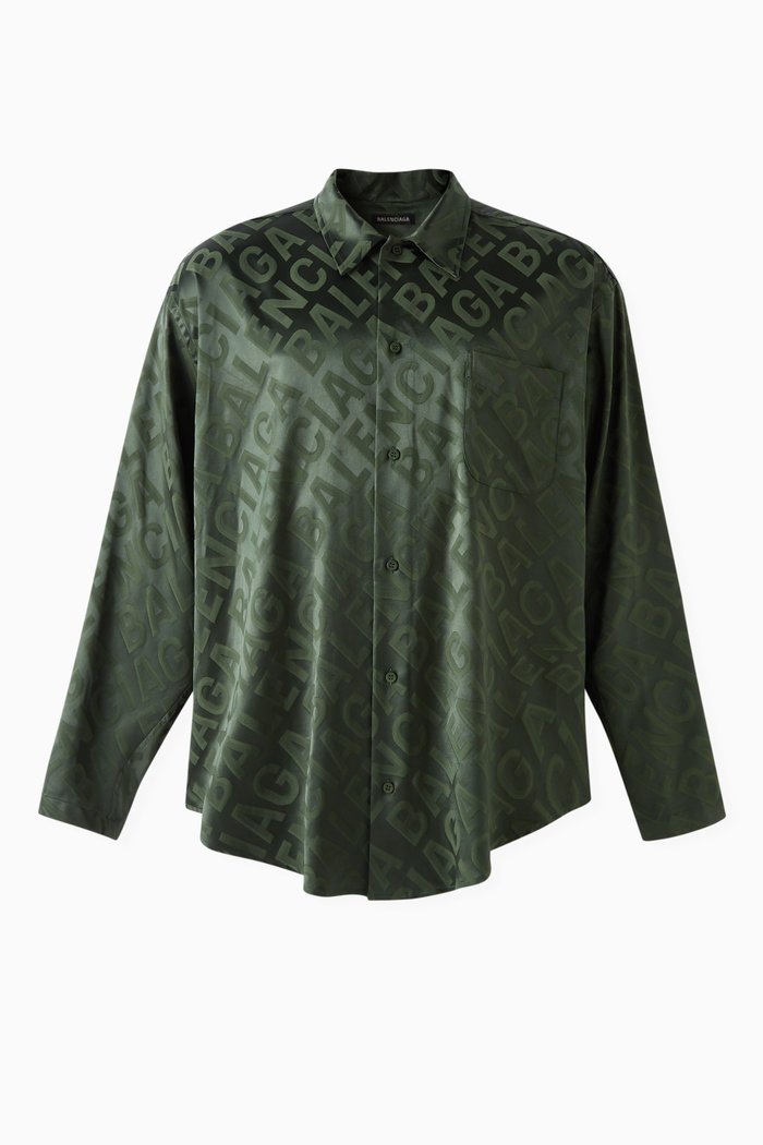 

Unisex All-over Logo Minimal Shirt in Jacquard, Green