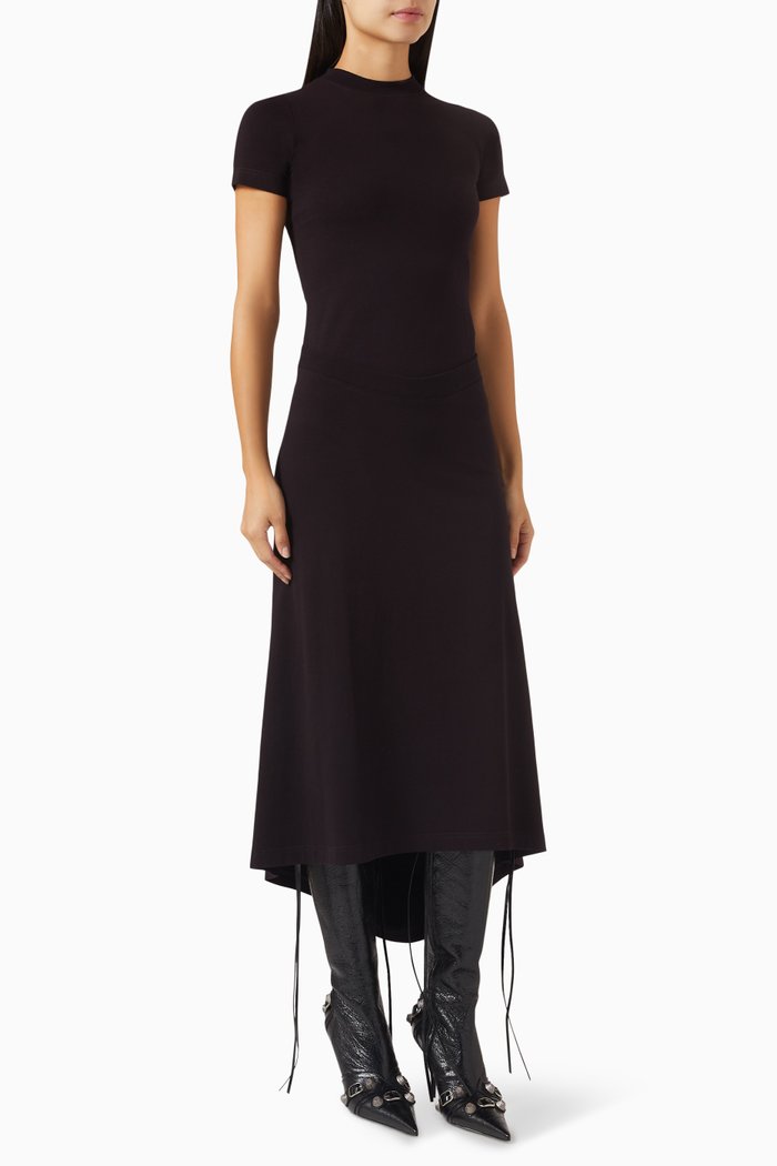 

Patched T-shirt Dress in Jersey, Black