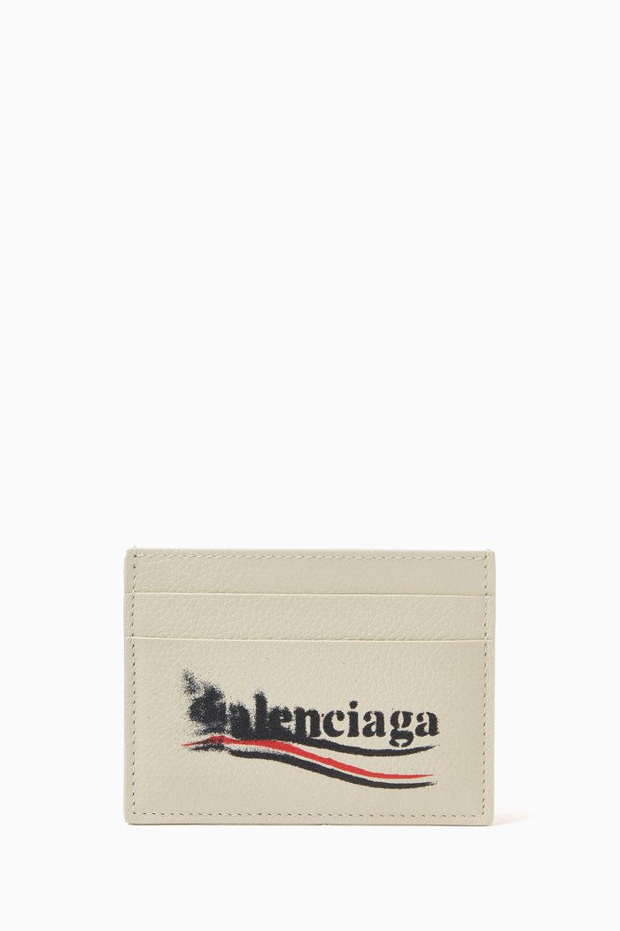 

Logo Cash Card Holder in Grained Calfskin, White