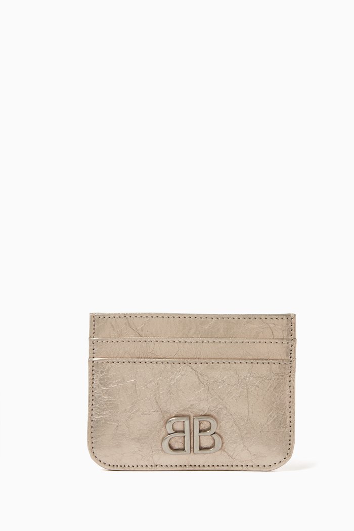 

Monaco Card Holder in Metallic Arena Lambskin, Neutral