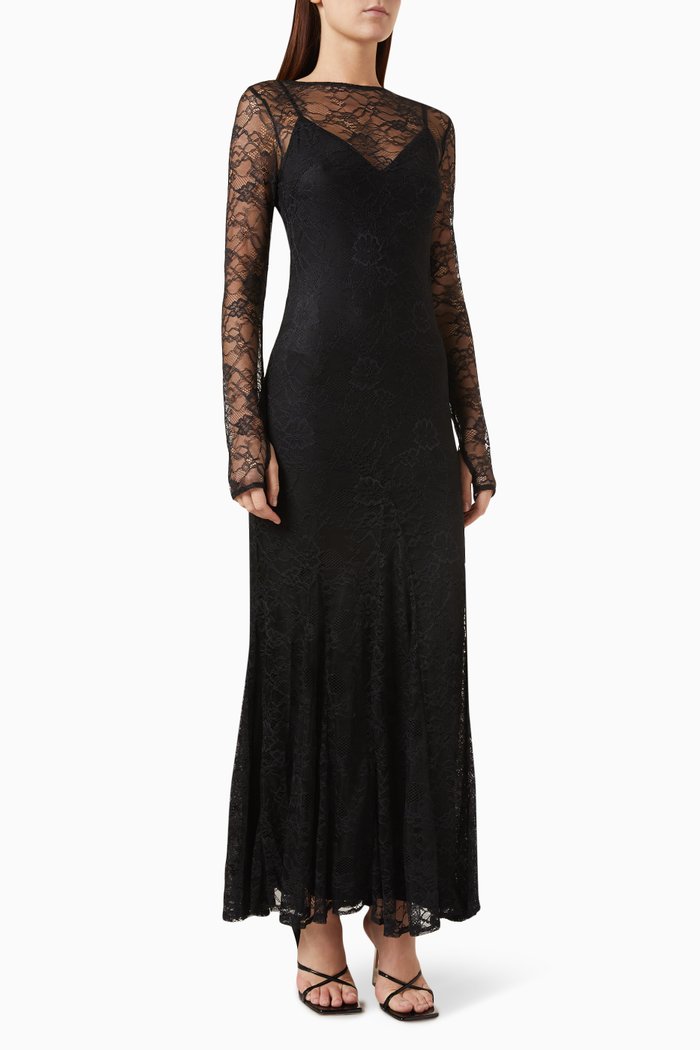 

Entwine Maxi Dress in Stretch-lace, Black