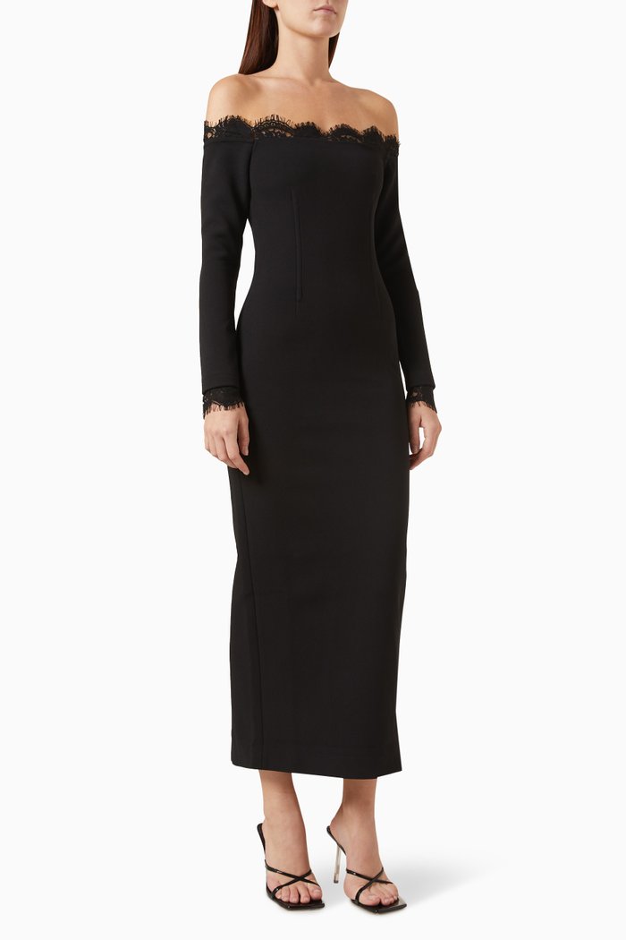 

Eternal Off-shoulder Midi Dress, Black