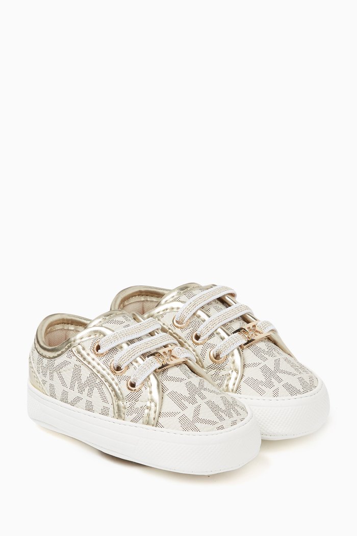

Baby Brittania Sneakers in Faux Leather, Neutral