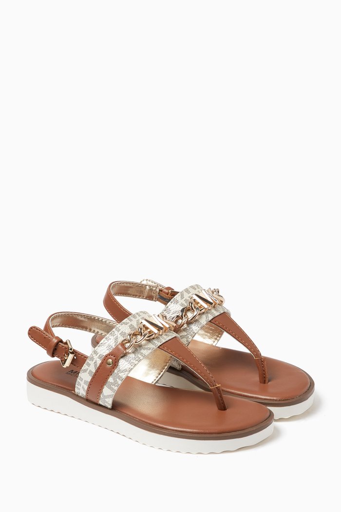 

Brandy Marlow Thong Sandals in Faux Leather, Gold