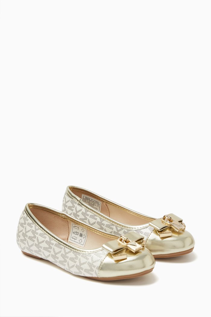 Kenya Lock Ballerinas in Canvas, Gold