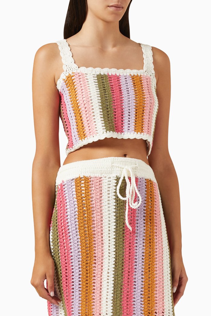 

Lito Stripe Crop Top in Crochet, Multicolour